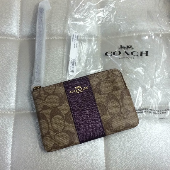 NEW Coach wristlet wallet logo raspberry purple - Picture 2 of 6